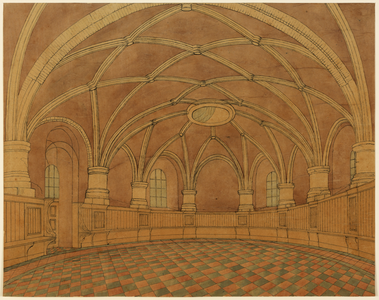 214381 Interieur van het zuidelijke bastion van het kasteel Vredenburg te Utrecht, na restauratie en inrichting als ...